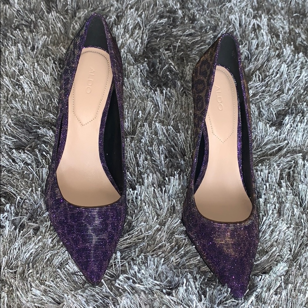 Aldo Leopard print metallic pumps